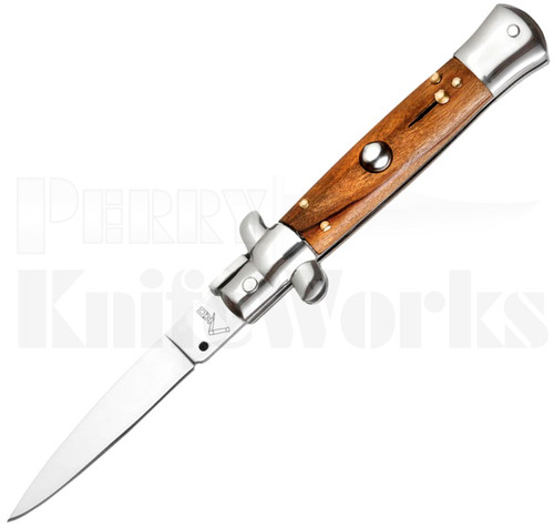 Italian Style 8" Stiletto Wood Automatic Knife l For sale