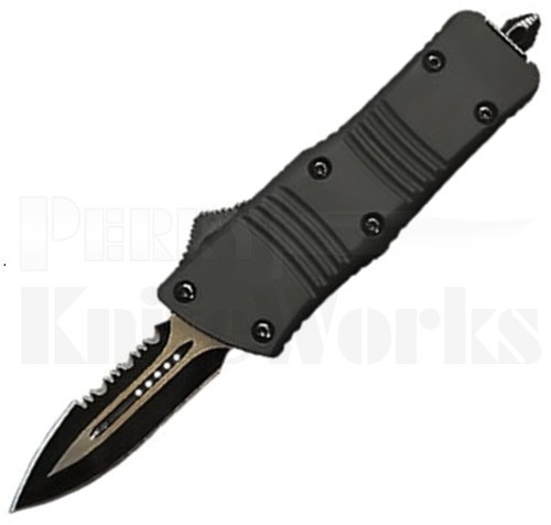 Armed Force Tactical Mini OTF Automatic Knife Black l Two-Tone Serr l For Sale