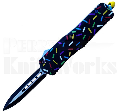 Delta Force Automatic OTF Knife Black Sprinkles l Black & Satin l For Sale