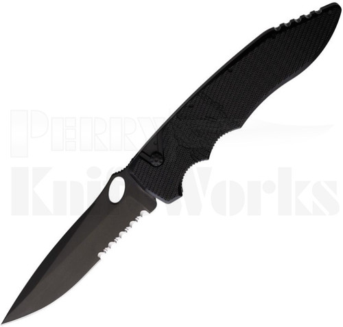 Piranha Predator Automatic Knife Black l Black Serrated l For Sale