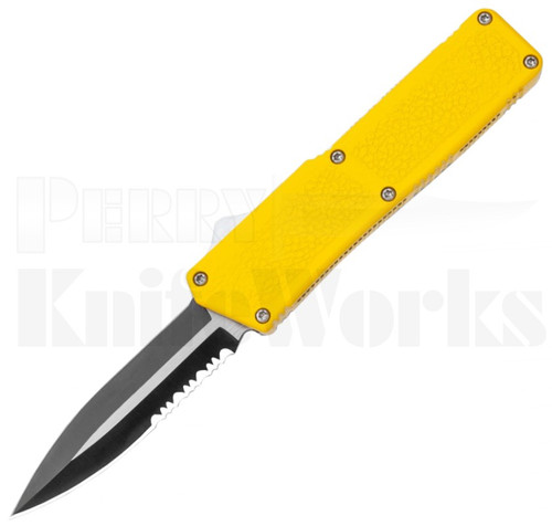 Lightning Yellow OTF Automatic Knife l 2-Tone Dagger Serrated l For Sale