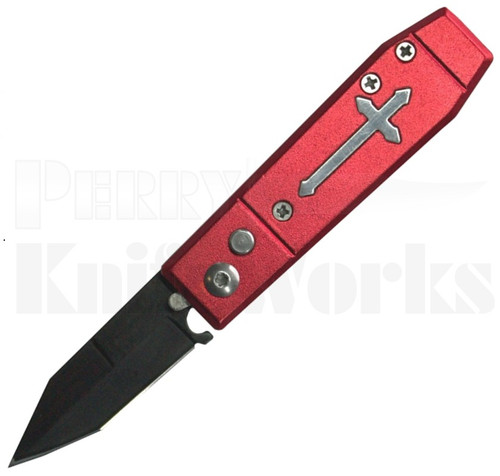 Coffin Buster Mini OTS Automatic Knife Red l Black Dagger l For Sale