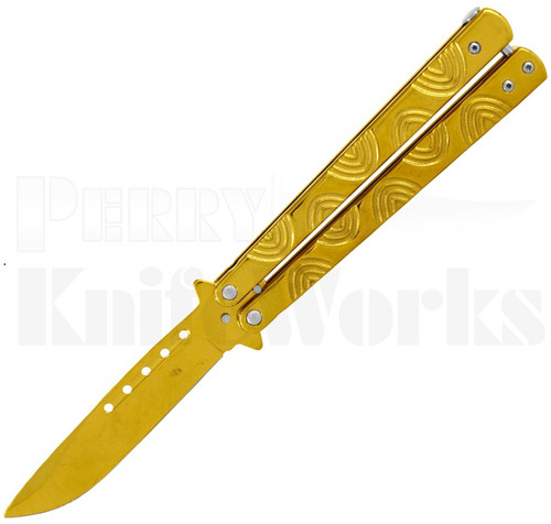 Striker Balisong Butterfly Knife Gold l Gold Blade l For Sale