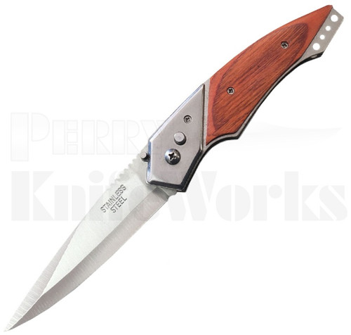 Milano Automatic Knife Genuine Wood l 4" Satin Blade l For Sale