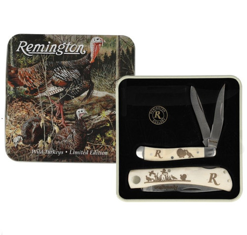 Remington Wild Turkey Knife & Tin Collectors Set l For Sale