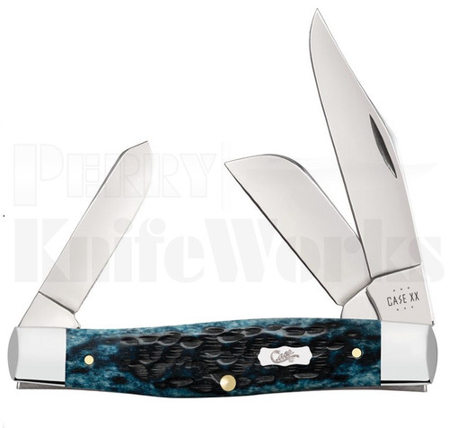 Case Mediterranean Blue Bone Large Stockman Knife l For Sale