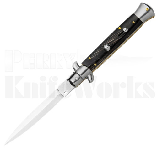 Frank B. 9" Dark Horn Stiletto Dagger Automatic Knife l For Sale