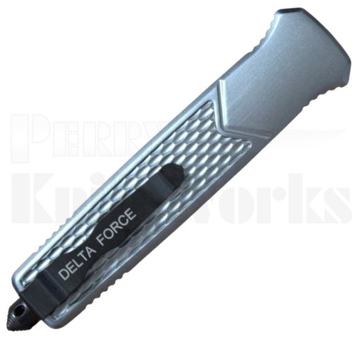 Delta Force OTF Automatic Knife Gray Aluminum l Stonewash Dagger