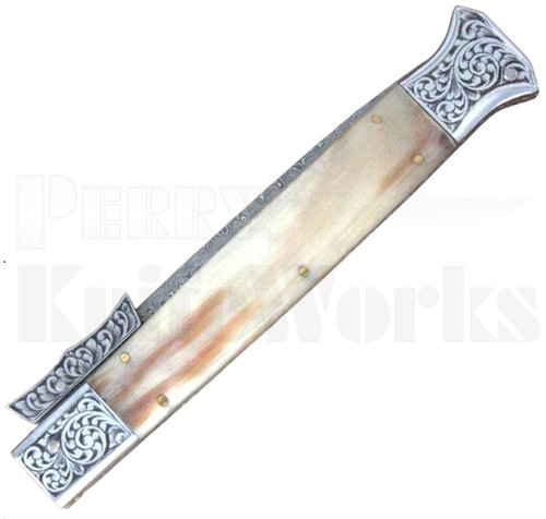 Samir Ahmad 13" Camel Bone Swinguard Automatic Knife l Engraved
