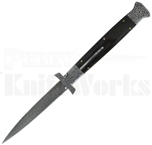 Samir Ahmad 13" Buffalo Horn Swinguard Automatic Knife l Engraved l For Sale