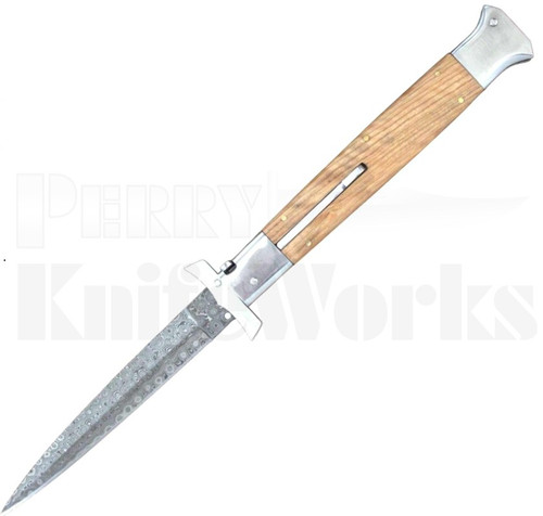 Samir Ahmad 13" Olivewood Swinguard Automatic Knife l Damascus l For Sale