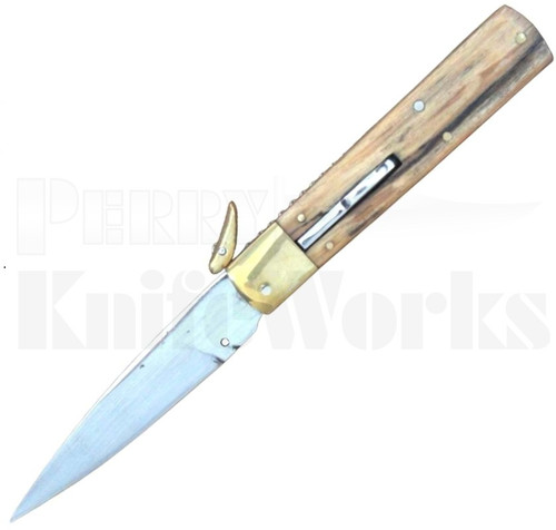 Igor Rodini 7" Leverlock Automatic Knife Olivewood l For Sale