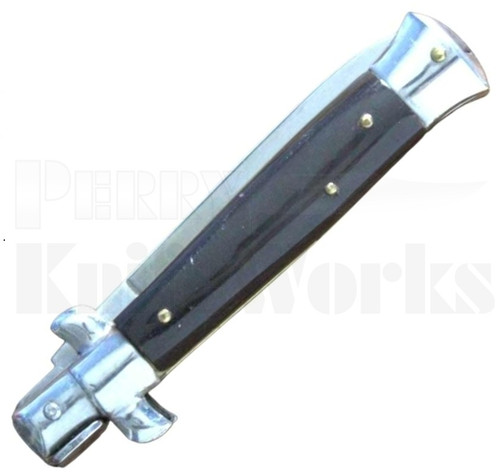 Renzo Beltrame 7" Black Acrylic Stiletto Flat Grind Automatic Knife