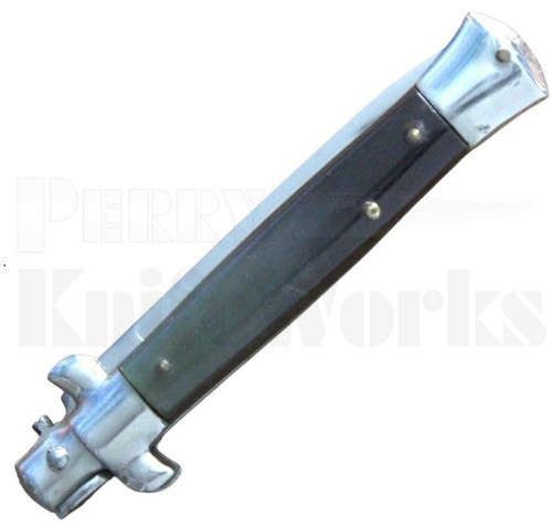 INOX 8" Brazilian Horn Stiletto Flat Grind Automatic Knife