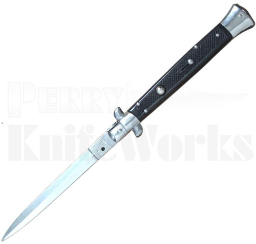Moletta 11" Black Checkered Stiletto Automatic Knife Dagger l For Sale