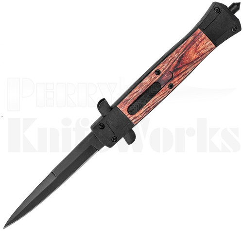 Delta Force Wood Stiletto OTF Automatic Knife l Black Blade l For Sale
