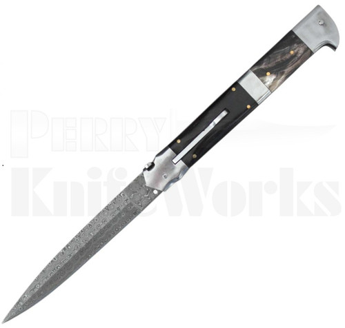 Samir Ahmad 13" Buffalo Horn Stiletto Automatic Knife l Damascus l For Sale