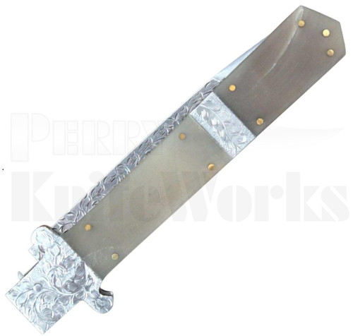 Samir Ahmad 12" Camel Bone Stiletto Automatic Knife l Engraved