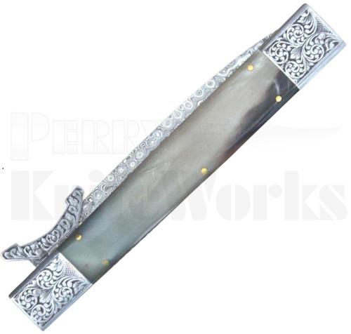 Samir Ahmad 13" Camel Bone Swinguard Automatic Knife l Engraved Samir Ahmad 13" Camel Bone Swinguard Automatic Knife l Engraved