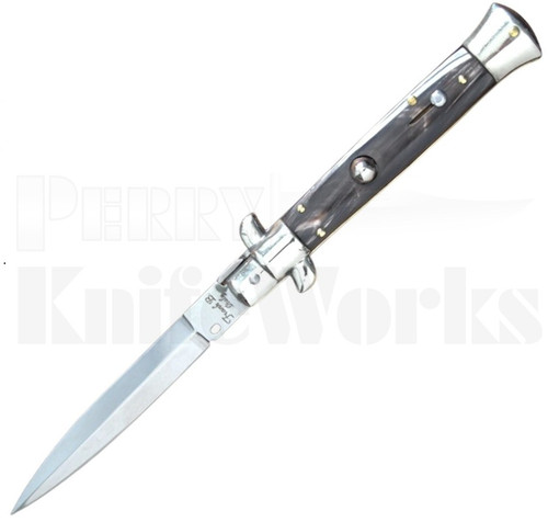 Frank B. 9" Dark Horn Stiletto Dagger Automatic Knife Picklock l For Sale