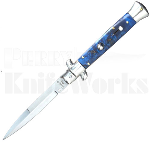 Frank B. 9" Blue Briarwood Stiletto Bayonet Automatic Knife Picklock l For Sale