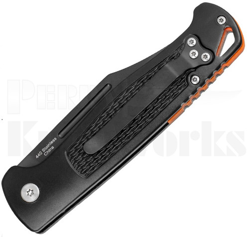 Delta Force Automatic Knife Black Handle l Black Clip Point Blade