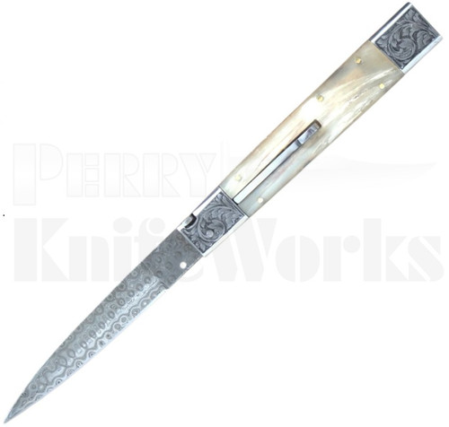 Samir Ahmad 11" Camel Bone Leverlock Automatic Knife l Damascus l For Sale