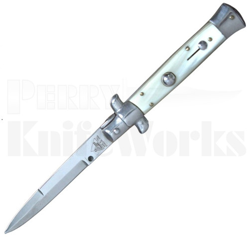 AKC Italy 7" Honey Horn Stiletto Automatic Knife l Bayonet Blade l For Sale