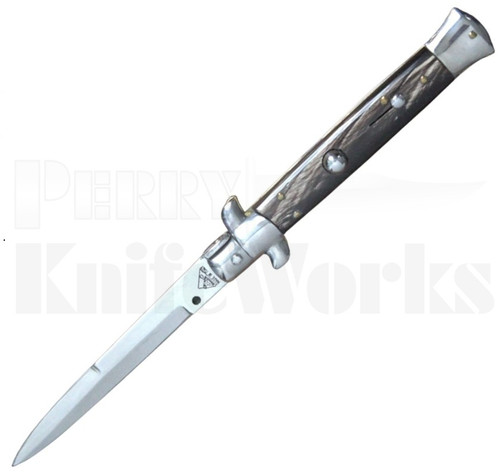 AKC Italy 8.75" Buffalo Horn Stiletto Automatic Knife l Bayonet l For Sale