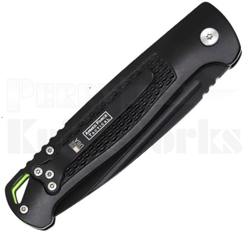 Armed Force Tactical Automatic Knife Black Handle l Black 440C Blade