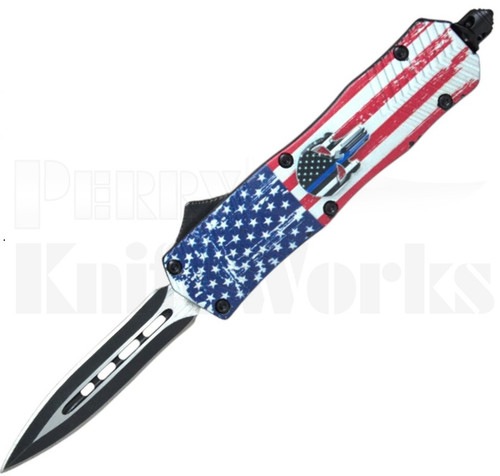 Delta Force Punisher US Flag OTF Automatic Knife l Two-Tone l For Sale