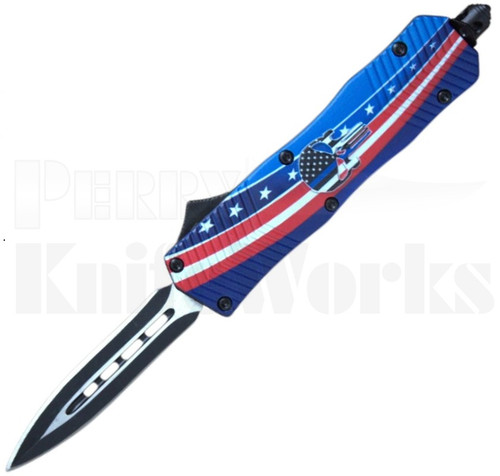 Delta Force Punisher Stars & Stripes OTF Automatic Knife l Two-Tone l For Sale