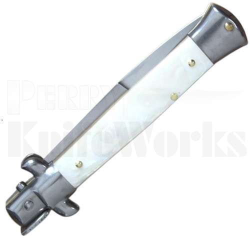 Frank B. 8" Mother of Pearl Stiletto Automatic Knife l Bayonet Blade