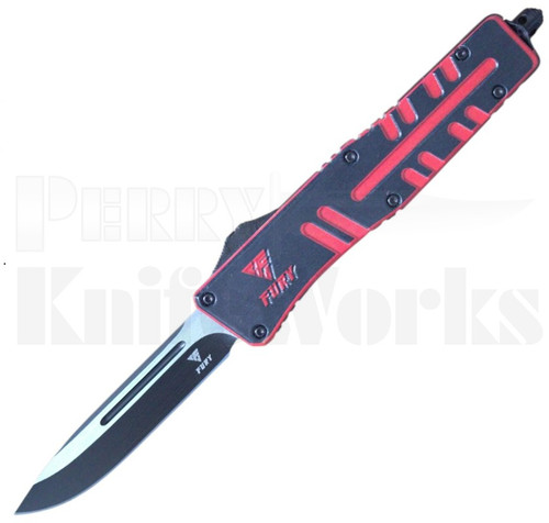 Fury D/A OTF Automatic Knife Red/Black l 3.50" Two-Tone Blade l For Sale
