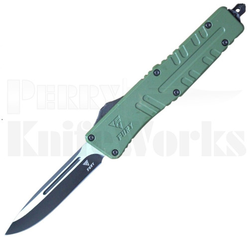 Fury D/A OTF Automatic Knife Green l 3.50" Two-Tone Blade l For Sale