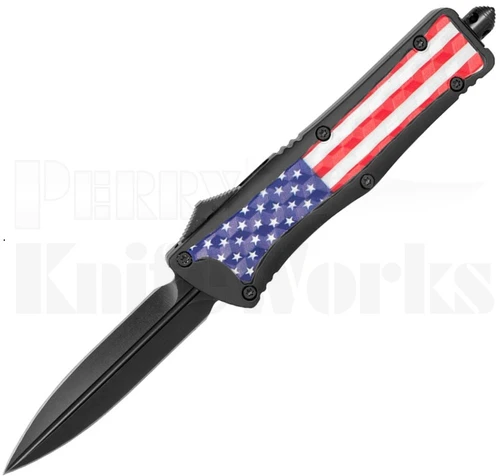 Delta Force Cubert OTF Automatic Knife US Flag l Black Dagger l For Sale