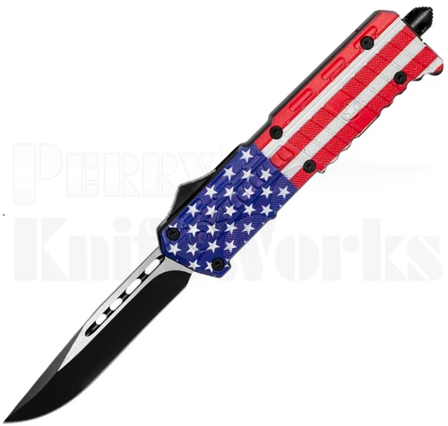 Delta Force Tactical D/A OTF Automatic Knife US Flag l Drop Point l For Sale