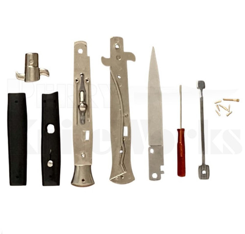 Frank B. 9" Switch Black Stiletto Swedge Automatic Knife Kit l For Sale