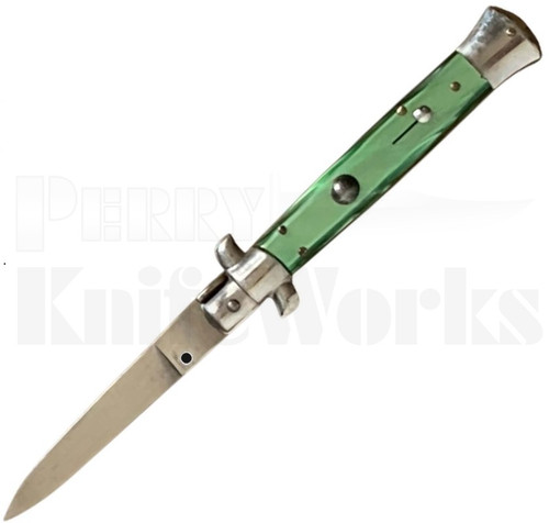 Sterile 9" Green Pearlex Stiletto Automatic Knife l For Sale