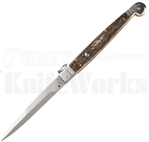 AGA Campolin 12" Sicilian Ring Pull Automatic Knife Stag Horn l For Sale