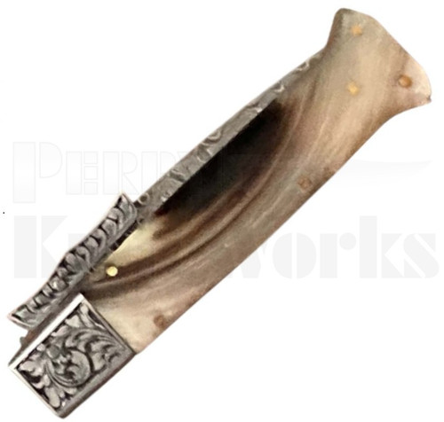 Samir Ahmad 9" Rams Horn Swinguard Automatic Knife l Damascus