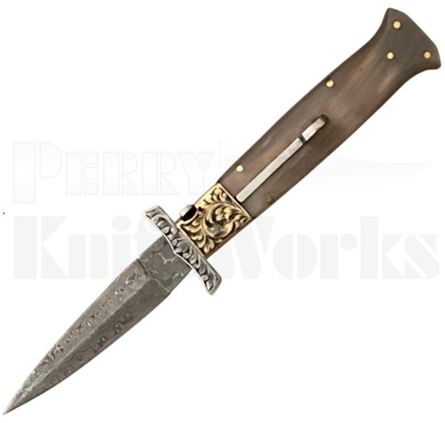 Samir Ahmad 9" Rams Horn Swinguard Automatic Knife l Damascus l For Sale