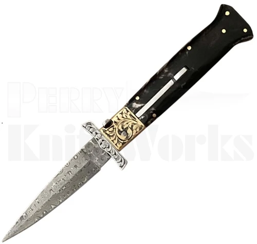 Samir Ahmad 9" Buffalo Horn Swinguard Automatic Knife l Damascus l For Sale