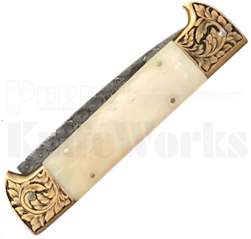 Samir Ahmad 9" Camel Bone Leverlock Automatic Knife l Damascus