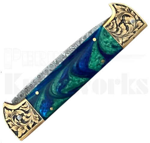 Samir Ahmad 9" Green Pearlex Leverlock Automatic Knife