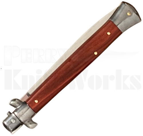Frank B. 11" Red Heartwood Stiletto Automatic Knife l Flat-Grind