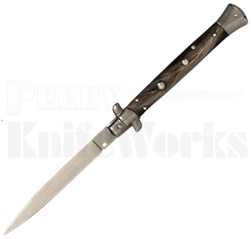 Frank B. 11" Dark Horn Stiletto Automatic Knife l Swedge Blade l For Sale
