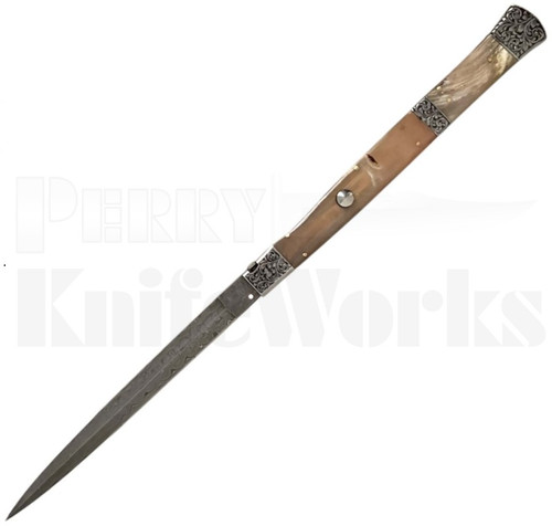 Samir Ahmad 18" Rams Horn Stiletto Automatic Knife l Engraved l For Sale