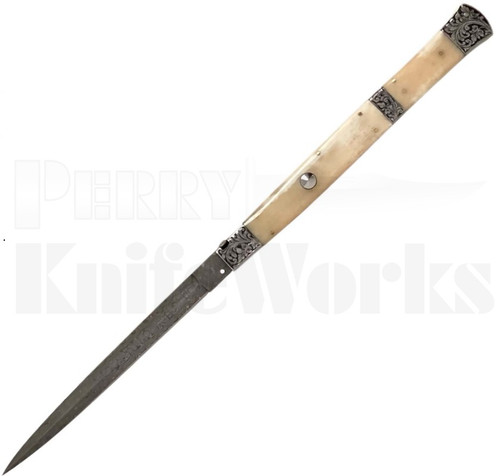 Samir Ahmad 18" Camel Bone Stiletto Automatic Knife l Engraved l For Sale