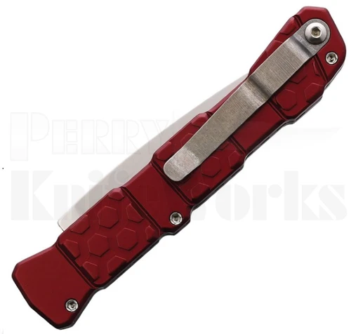 Piranha 21 Automatic Knife Red Aluminum l Mirror Blade